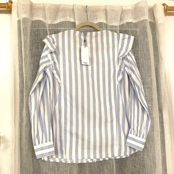 Mango Blue & White Striped Ruffled Top - Picture 3 of 3
